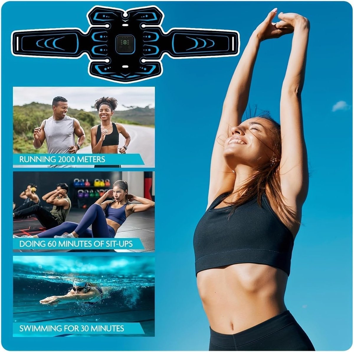 Abdominal Trainers - Abdominal Muscles - Rechargeable - Slimming Belt - Electrical ABS Stimulator - Professional Arm and Leg Belt - Training Equipment for Home, Office and Gym - Image 6