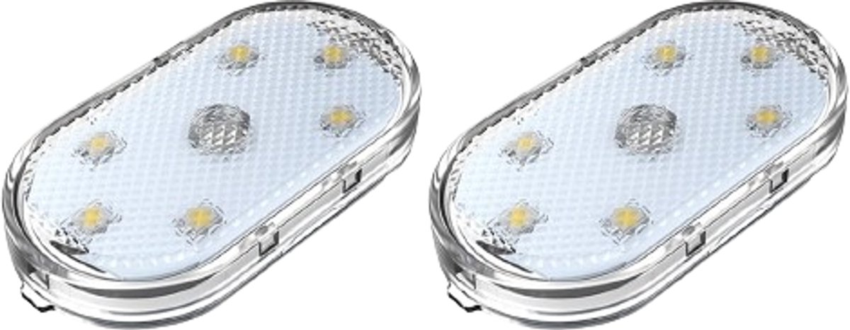 Set of 2 LED car interior lights, 7-color ambient lighting, USB rechargeable reading lights, portable - Image 1