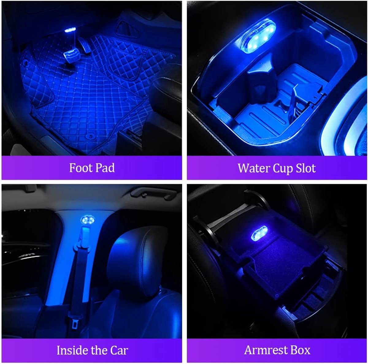 LED Car Lights - LED Car Lighting - 1 Pack - LED Interior Car Lighting - 7 Color Ambient Car Lighting - USB Rechargeable Car Reading Lights - Portable - Image 4