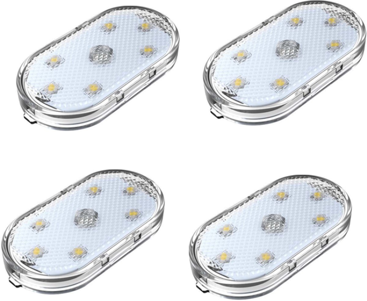 LED Car Lights - 4 Pack - LED Interior Car Lights - 7 Color Ambient Car Lights - USB Rechargeable Car Reading Lights - Portable - Image 1