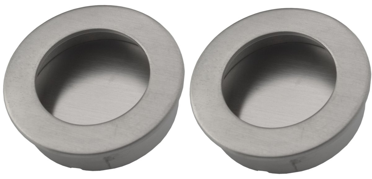 Pull handle - Brushed stainless steel - Round - Ø40mm - Sliding door handle - Set of 2 - Image 1