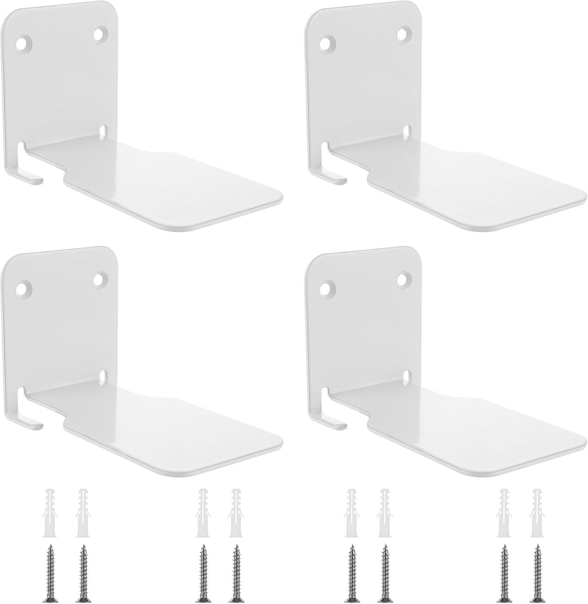 4-piece set - Invisible shelf - Wall shelf - Multifunctional metal shelves - Floating shelves - Wall shelf - Shelf - with screws - for office, classroom and bookstore - White - 6.6 x 6 x 10.5 cm - Image 1