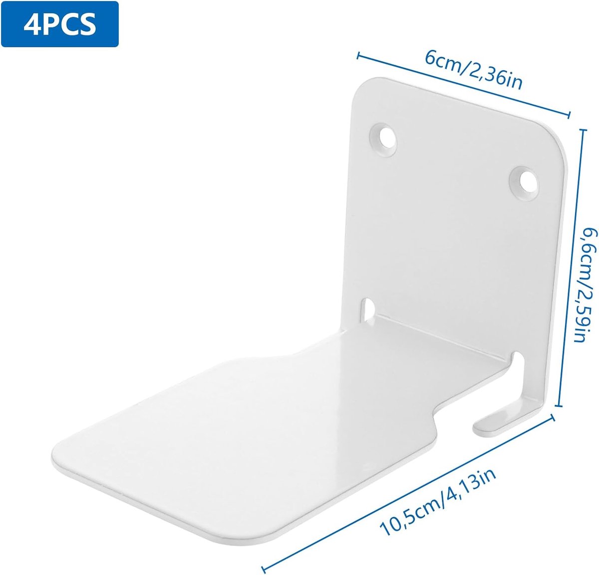 4-piece set - Invisible shelf - Wall shelf - Multifunctional metal shelves - Floating shelves - Wall shelf - Shelf - with screws - for office, classroom and bookstore - White - 6.6 x 6 x 10.5 cm - Image 5