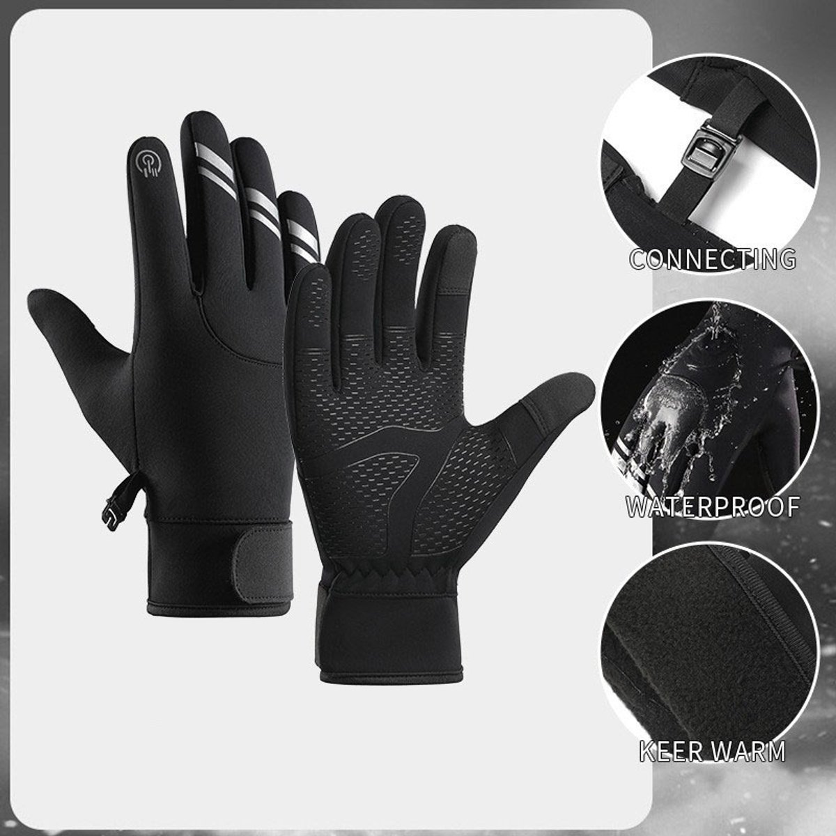 Gloves - Cycling Gloves - Winter Gloves - Sports Gloves - Touchscreen Winter Gloves - Winter Cycling Gloves - Men's - Heated - Waterproof - Warmly Lined - For Motorcycling and Skiing (M) - Image 5