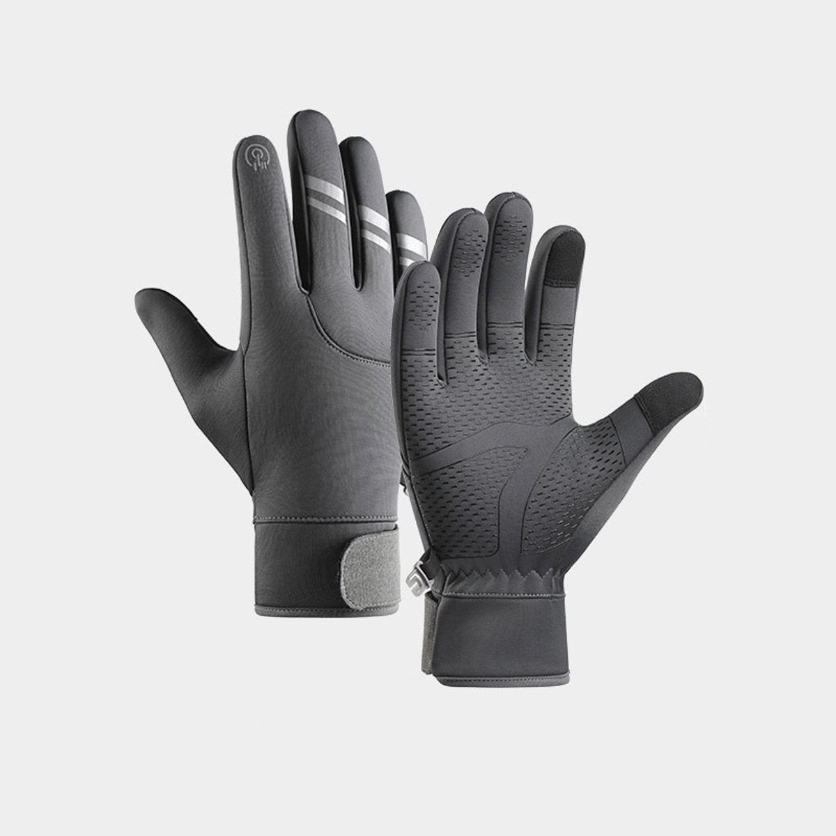 Gloves - Cycling Gloves - Winter Gloves - Sports Gloves - Touchscreen Winter Gloves - Winter Cycling Gloves - Men's - Heated - Waterproof - Warmly Lined - For Motorcycling and Skiing - Grijs(M) - Image 1