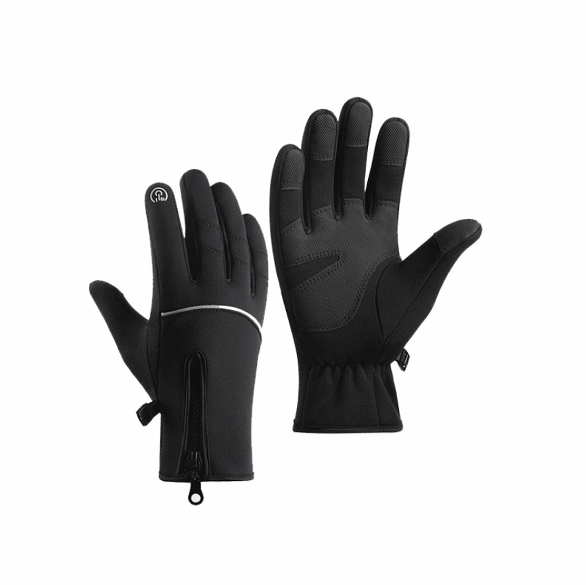 Gloves - Cycling Gloves - Winter Gloves - Sports Gloves - Waterproof and Windproof Gloves - Anti-slip and Shock-absorbing Gloves - Touchscreen Compatible Gloves - Driving Gloves - Fishing Gloves - Unisex - Black - Image 1