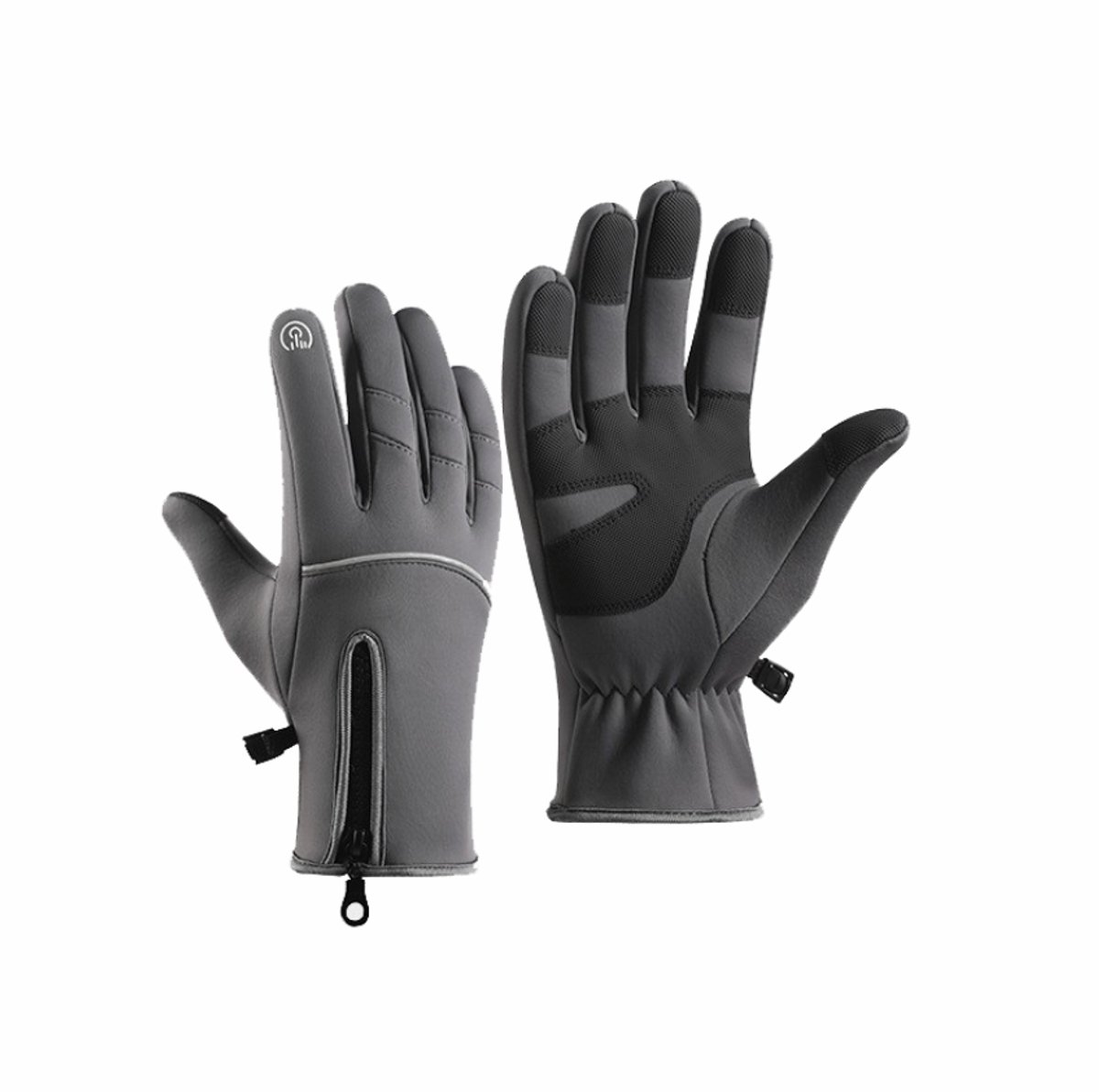 Gloves - Cycling Gloves - Winter Gloves - Sports Gloves - Waterproof and Windproof Gloves - Anti-slip and Shock-absorbing Gloves - Touchscreen Compatible Gloves - Driving Gloves - Fishing Gloves - Unisex - Grijs - Image 1