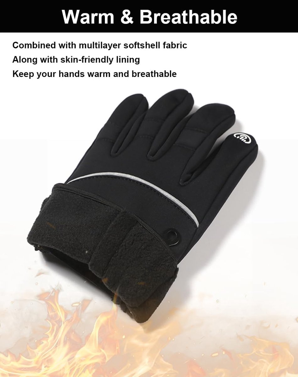 Gloves - Cycling Gloves - Winter Gloves - Sports Gloves - Waterproof and Windproof Gloves - Anti-slip and Shock-absorbing Gloves - Touchscreen Compatible Gloves - Driving Gloves - Fishing Gloves - Unisex - Grijs - Image 3
