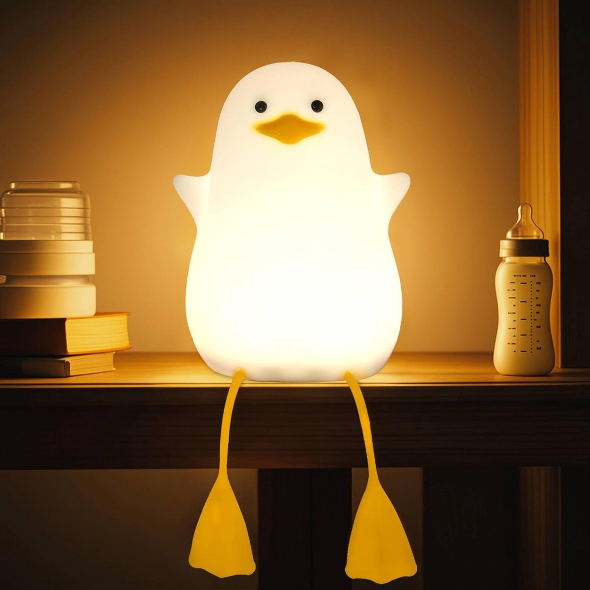 Cute Yellow Duck Night Light - Silicone Night Light for Children - Dimmable Touch Control with Timer - Baby Care Night Light - USB Rechargeable LED Bedside Lamp - Suitable for Bedroom and Nursery Decoration - Image 1