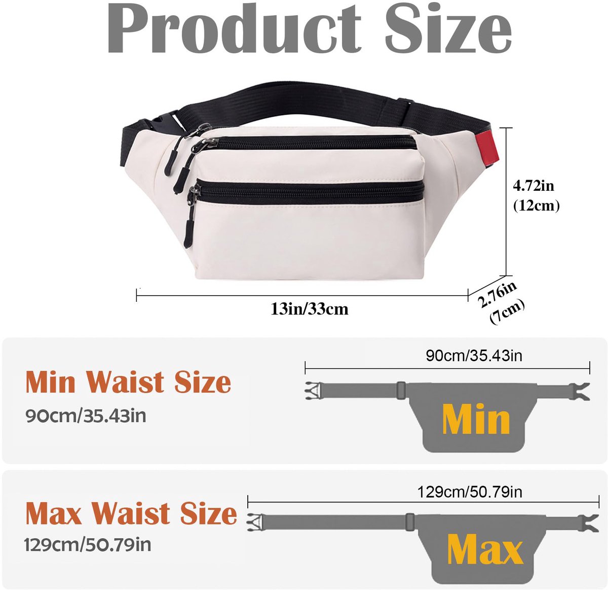 Riem Outdoor Bag - Fanny Pack - Waterproof Fanny Pack - Women's and Men's - Fanny Pack - Phone Bag - Swimming - Festival - Waterproof Fanny Pack - Off-White - Image 5