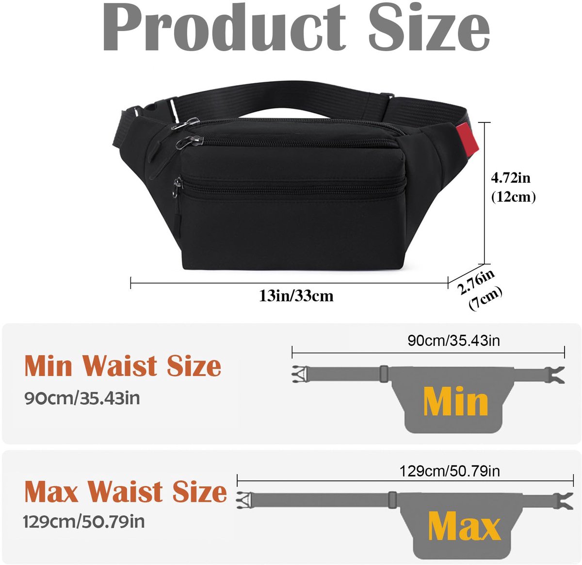 Riem Outdoor Bag - Fanny Pack - Waterproof Fanny Pack - Women's and Men's - Fanny Pack - Phone Bag - Swimming - Festival - Waterproof Fanny Pack - Black - Image 5