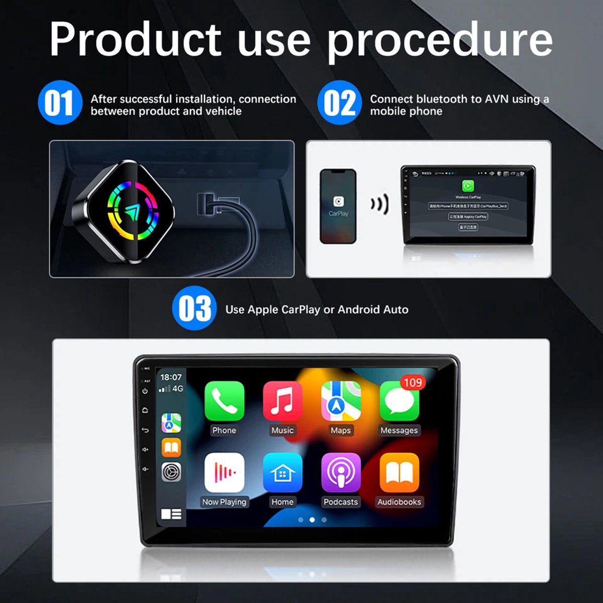 2-in-1 Wireless USB Car Adapter for Android CarPlay - Image 2