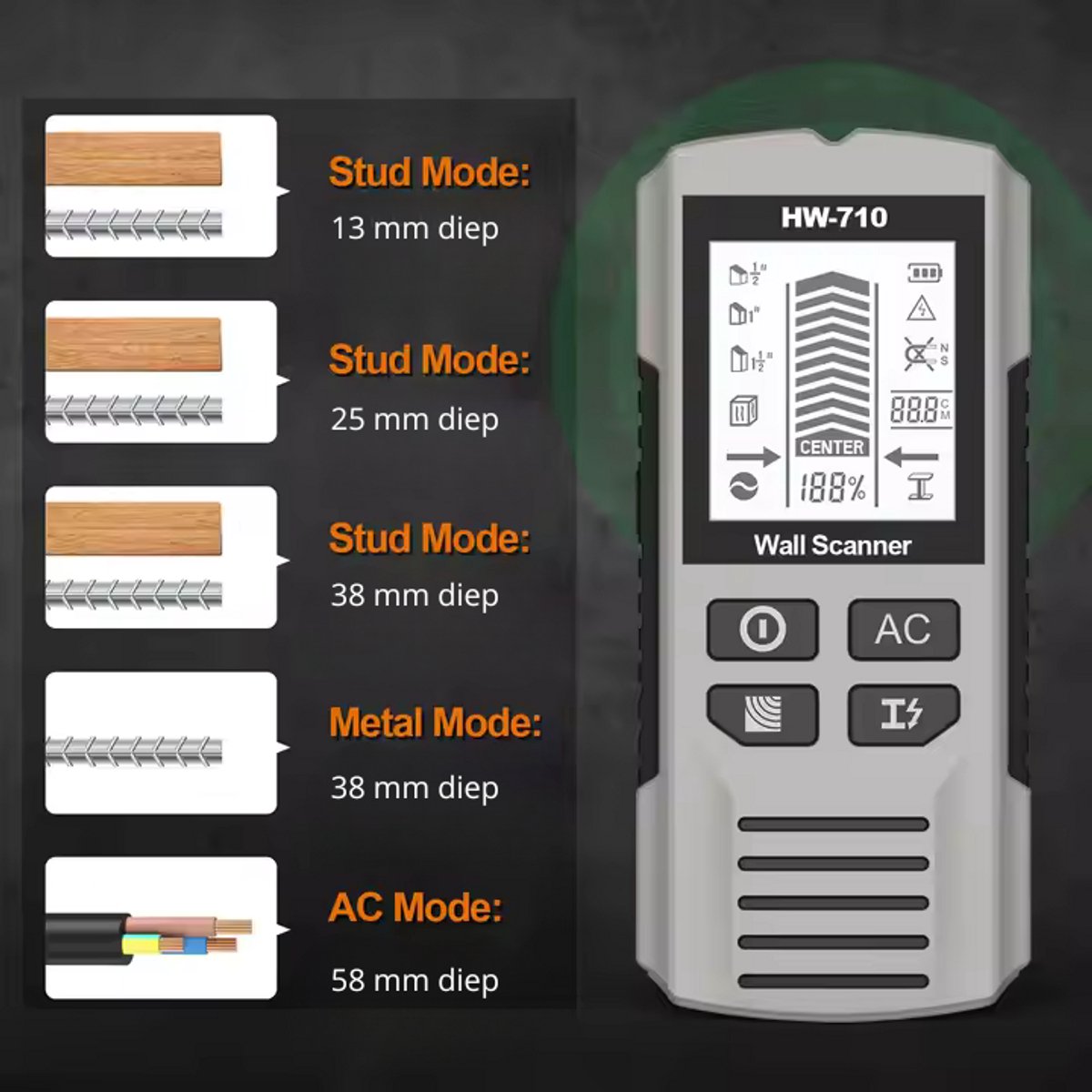 Pipe Finder - Pipe Detector - detector for walls, wood, metal, pipes, wiring - in-depth analysis - Image 7