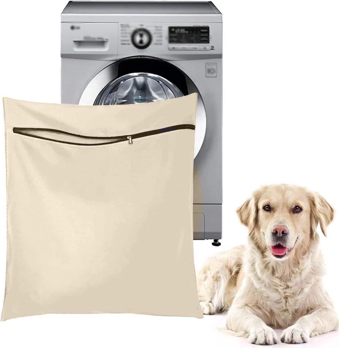 Pet Laundry Bags - Polyester Twill Laundry Bags - Large Zippered Laundry Bags - Prevents Pet Hair from Soiling Laundry Bags - Washing Machine Safe, 70 x 80 cm, Laundry Bag for Dogs, Cats, and Rabbits (Khaki) - L - Image 1