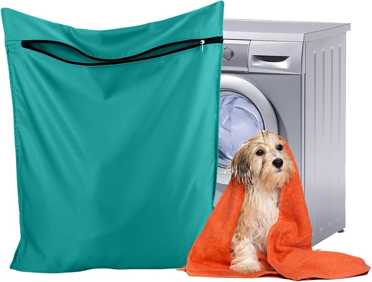 Pet Laundry Bags - Polyester Twill Laundry Bags - Large Zippered Laundry Bags - Prevents Pet Hair from Clogging Laundry Bags - Washing Machine Safe, 70 x 80 cm, Laundry Bag for Dogs, Cats, and Rabbits (Lake Blue) - L - Image 1