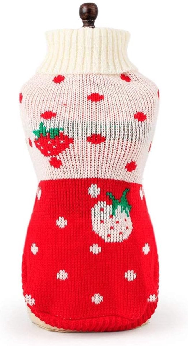 Dog Coat - Dog Sweater - Classic Turtleneck Knit Dog Sweater - Warm Winter Dog Clothes - Cute Strawberry Heart Pattern - Perfect for Small and Medium Dogs - Red - Size XXL - Image 6
