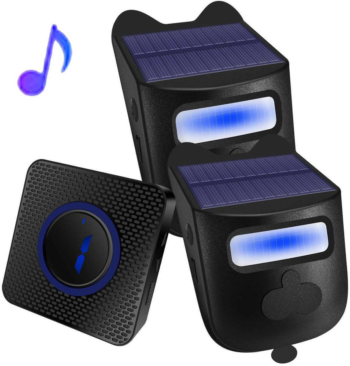 Driveway alarm - Entry detector - Solar driveway alarm - Motion detector - Wireless = Security - Wireless solar driveway alarm - Motion detector - Doorbell - DIY security system - (2 sensors and 1 doorbell) - Image 1