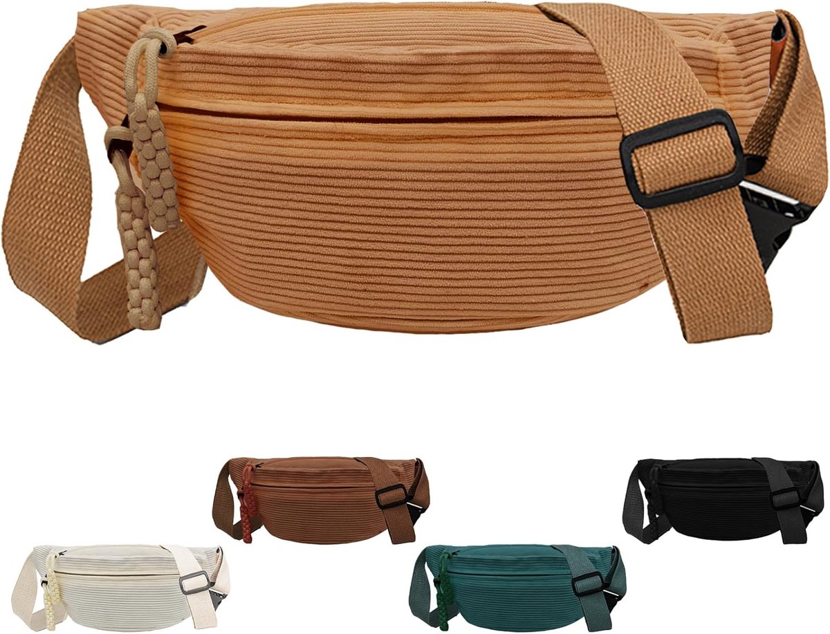 Fanny pack - Women's fanny pack - Men's fanny pack - Corduroy fanny pack - Women's corduroy fanny pack - Adjustable shoulder bag - Unisex - Perfect for shopping, travel and work (yellow) - Image 1