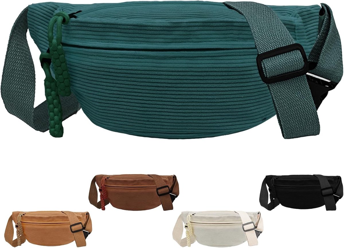 Belt bag - Women's belt bag - Men's belt bags - Corduroy belt bag - Women's corduroy belt bag - Adjustable shoulder bag - Unisex - Perfect for shopping, travel and work (vegetables) - Image 1
