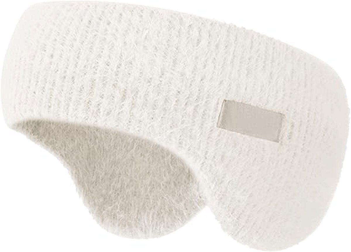 Noise-canceling earmuffs for sleeping - Soundproof earmuffs - Sleep mask - Noise-canceling headband for sleeping - Warm earmuffs for winter - Thick knit earmuffs - Suitable for cycling and sleeping - Wit - Image 1