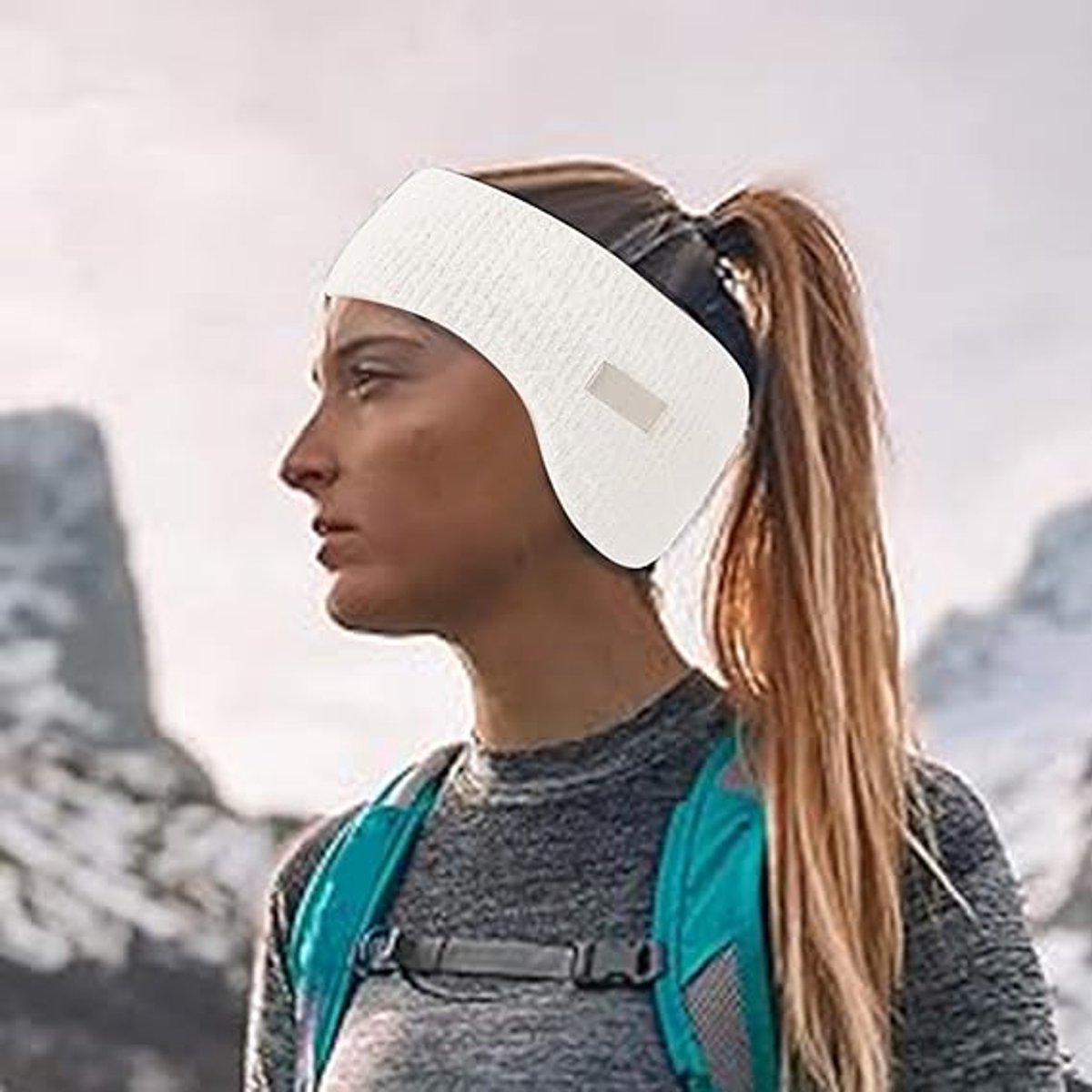 Noise-canceling earmuffs for sleeping - Soundproof earmuffs - Sleep mask - Noise-canceling headband for sleeping - Warm earmuffs for winter - Thick knit earmuffs - Suitable for cycling and sleeping - Wit - Image 3