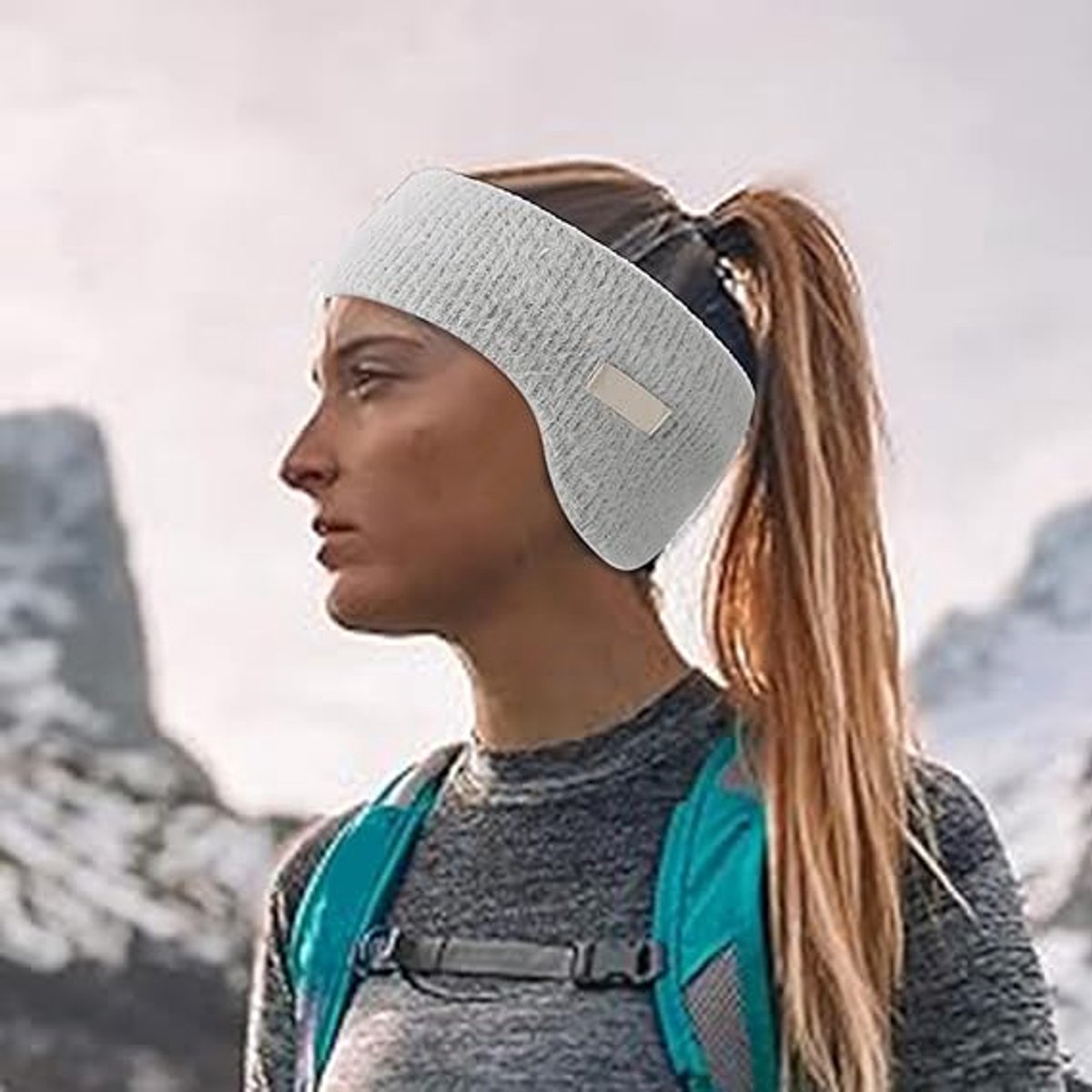 Noise-canceling earmuffs for sleeping - Soundproof earmuffs - Sleep mask - Noise-canceling headband for sleeping - Warm earmuffs for winter - Thick knit earmuffs - Suitable for cycling and sleeping - Grijs - Image 3