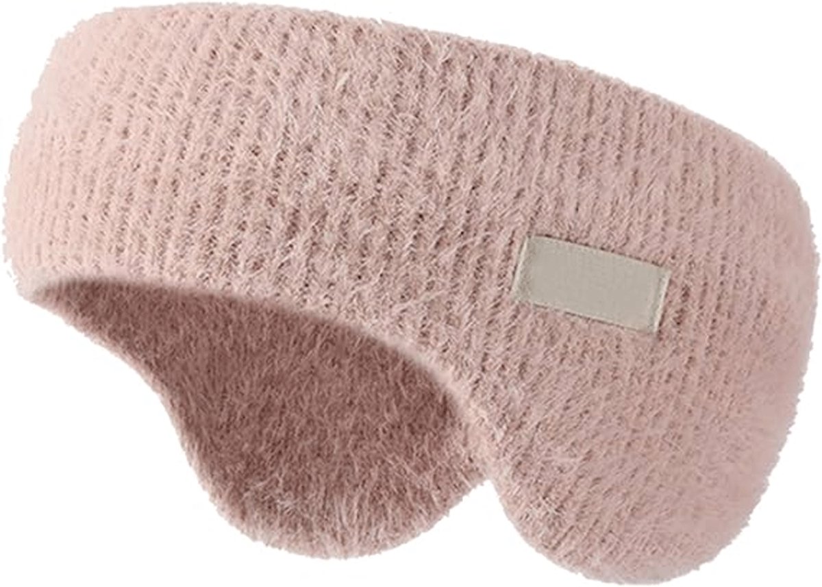 Noise-canceling earmuffs for sleeping - Soundproof earmuffs - Sleep mask - Noise-canceling headband for sleeping - Warm earmuffs for winter - Thick knit earmuffs - Suitable for cycling and sleeping - Pink - Image 1