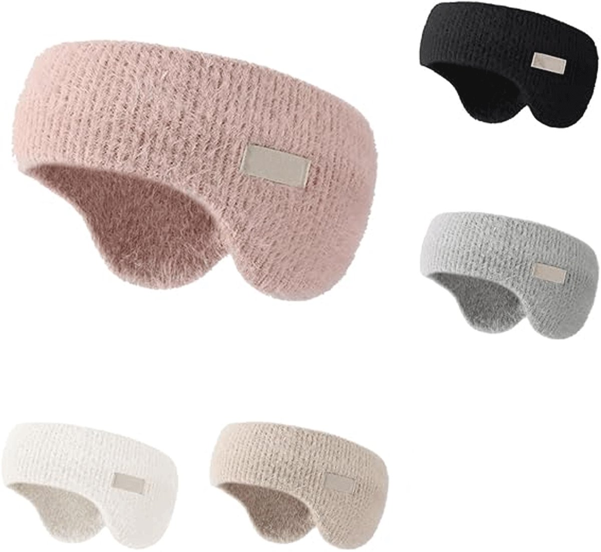 5-Piece Noise Cancelling Earmuffs - Noise Cancelling Earmuffs - Sleep Mask - Noise Cancelling Headband - Warm Earmuffs for Winter - Thick Knitted Earmuffs - Suitable for Cycling and Sleeping - Image 1