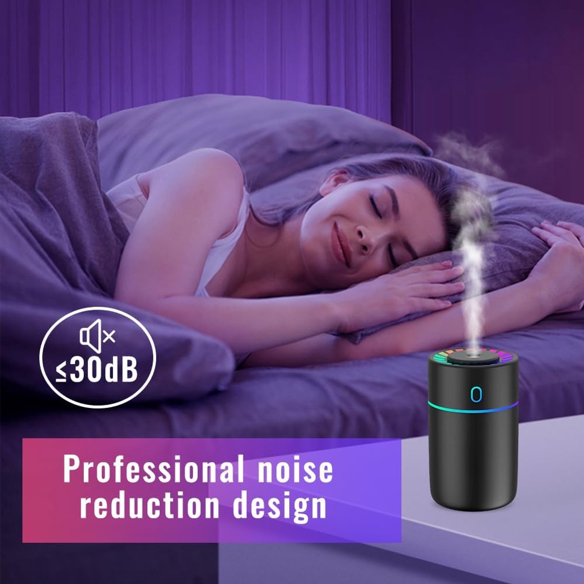 Car air freshener with colored lights and USB connection - 2 settings, automatic shut-off - for car, office, bedroom - Image 4