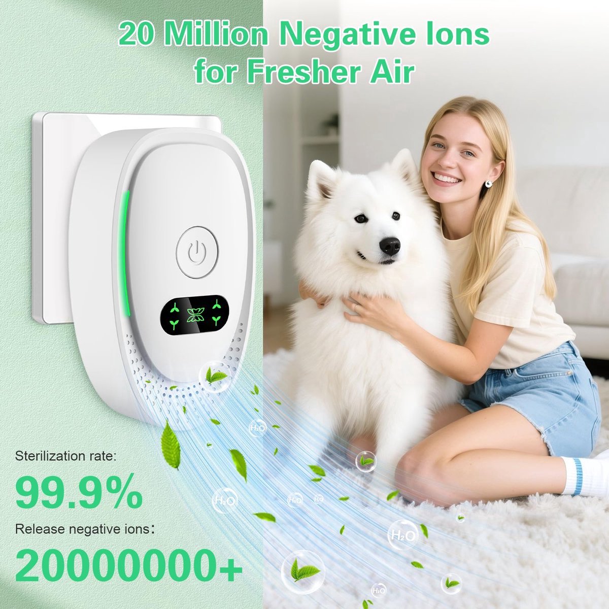 Plug-in Negative Ion Air Purifier (4-Pack) - Mini Portable Negative Ion Generator for Home, Quiet Deodorizer for Pets, Toilet, Office, Bedroom - Image 2