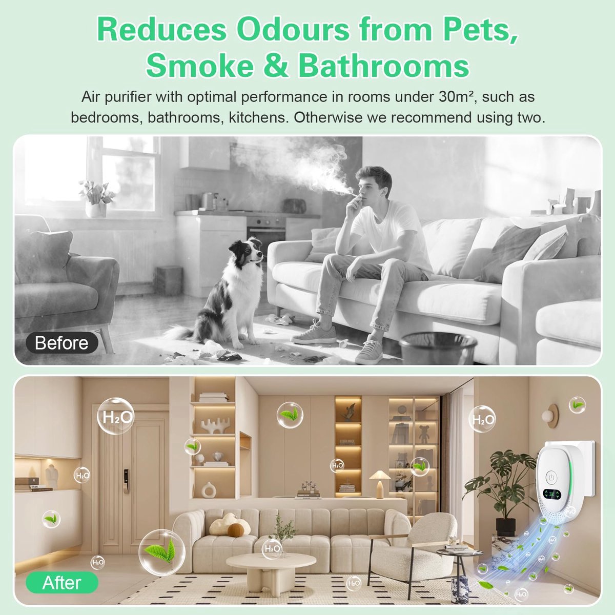 Plug-in Negative Ion Air Purifier (4-Pack) - Mini Portable Negative Ion Generator for Home, Quiet Deodorizer for Pets, Toilet, Office, Bedroom - Image 7