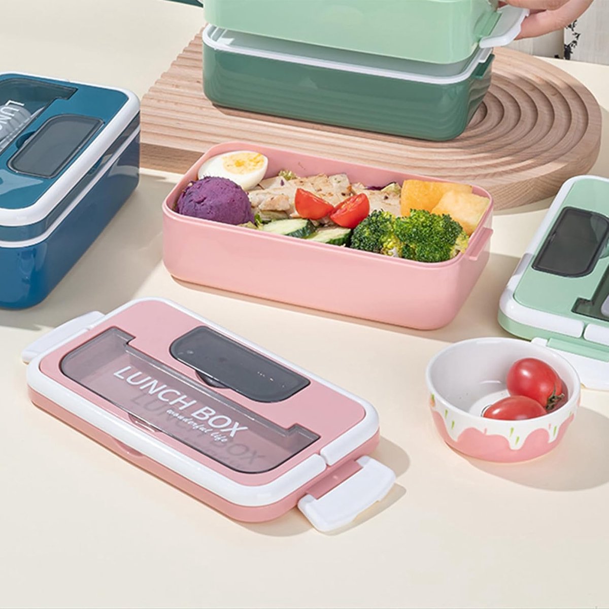 Lunch boxes - lunch box for adults - lunch box for children - lunch box with compartments - stackable lunch box - leakproof lunch container - 1600ML - with 2 layers - for children, adults, students (blue) - Image 3
