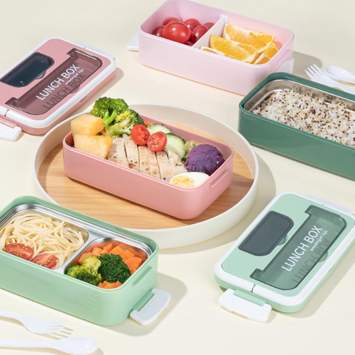 Lunch boxes - lunch box for adults - lunch box for children - lunch box with compartments - stackable lunch box - leakproof lunch container - 1600ML - with 2 layers - for children, adults, students (vegetables) - Image 4