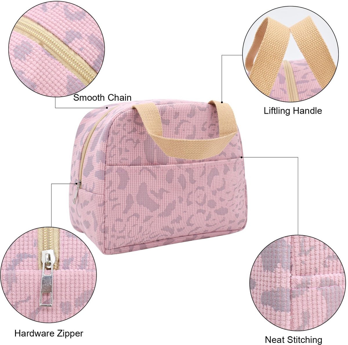 Children's Lunch Bags - Reusable Lunch Bag - Lunch Bags - Lunch Bags for Women and Men - Mini Insulated Bag 6L - Small Insulated Picnic Bag - For Work, School, Picnics and Travel (Pink) - Image 3