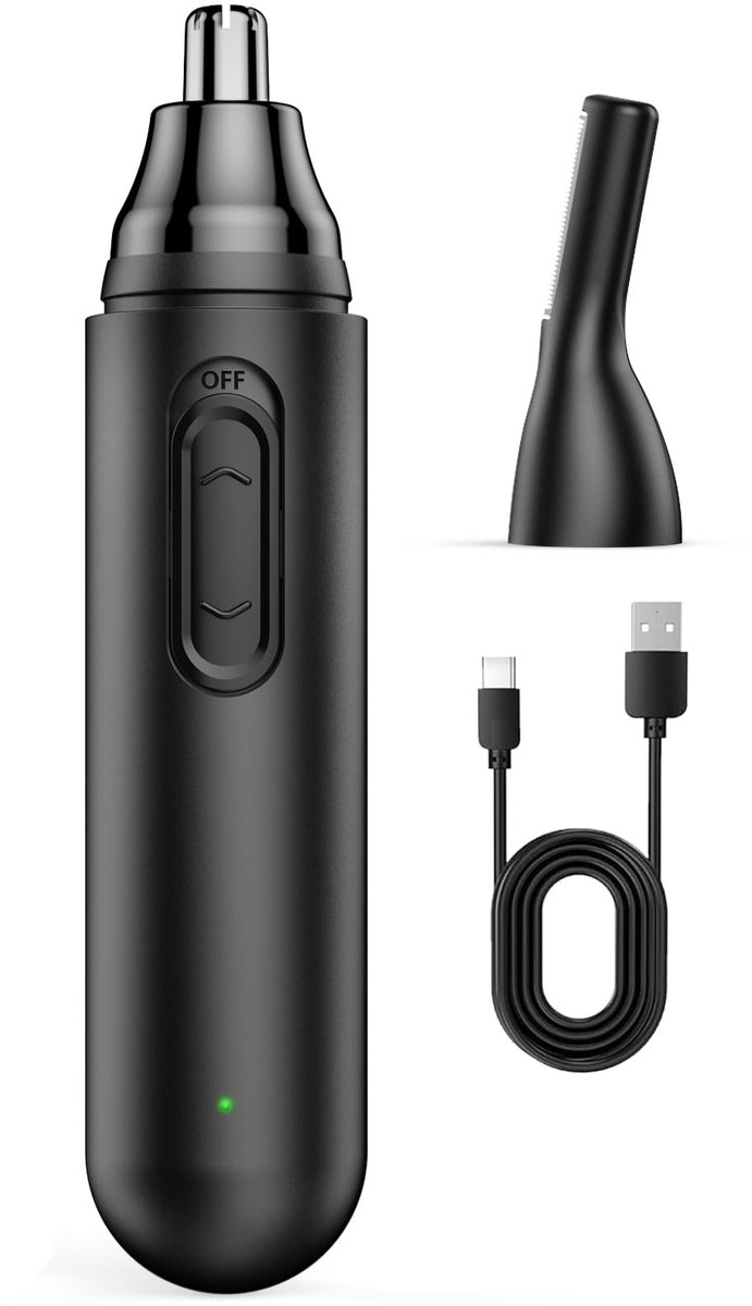 2-in-1 Nose Trimmer - Nose Trimmer - Eyebrow and Ear Trimmer - USB Rechargeable - Nose Trimmer for Men and Women - Black - Image 1