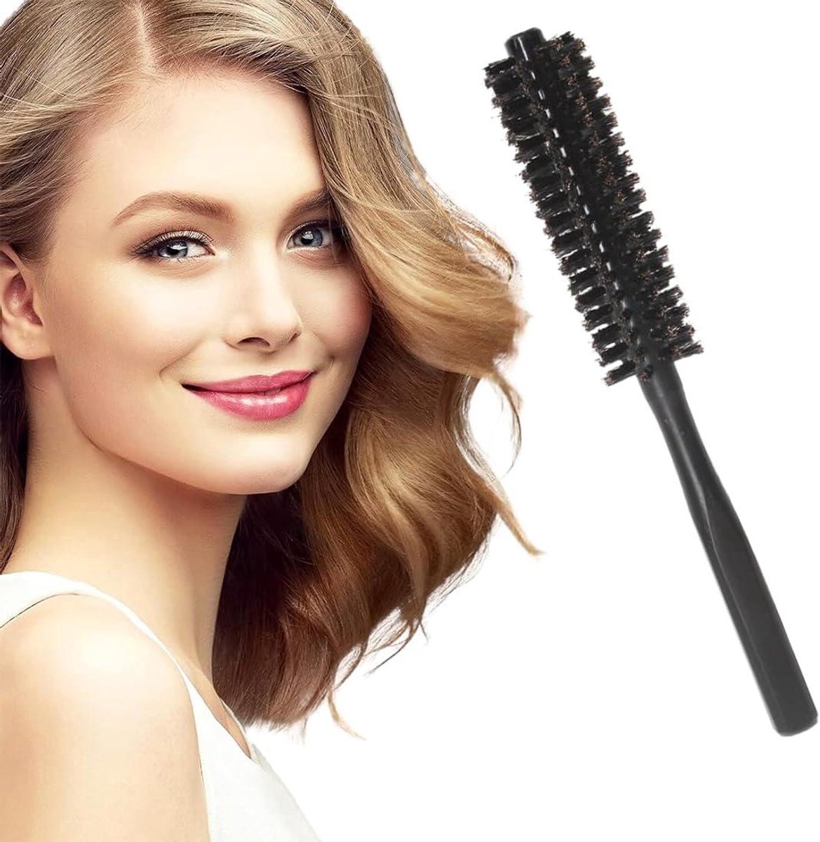 Small round hair dryer brush - curling brush for hair - 1 piece - black - boar bristles - Image 4
