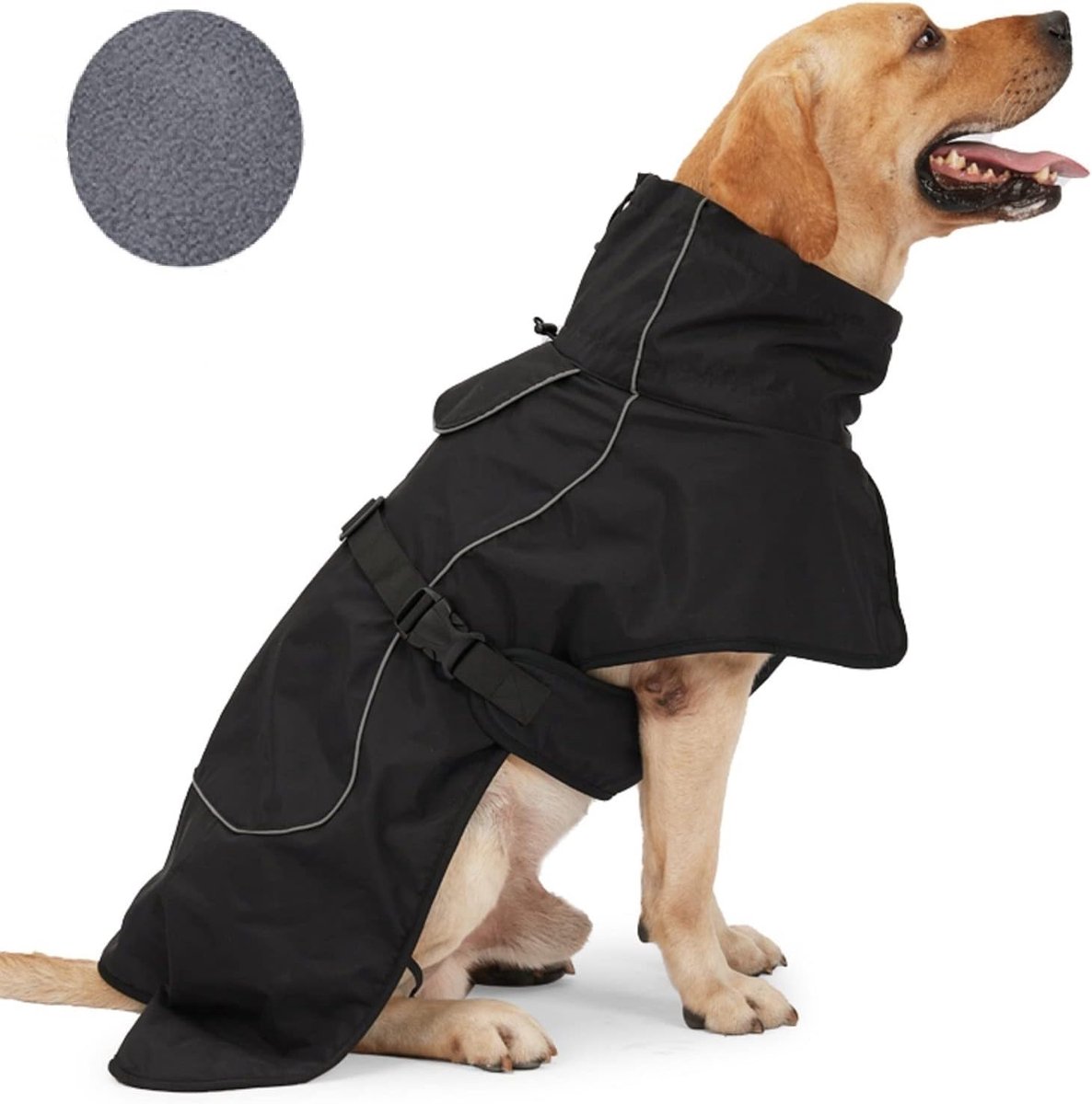 Dog Raincoat - Dog Jacket - Waterproof Winter Dog Coat - Windproof Dog Coat - Winter Dog Coat - Reflective Strip - Black - Size XL - Perfect for Medium-Sized Dogs - Image 1