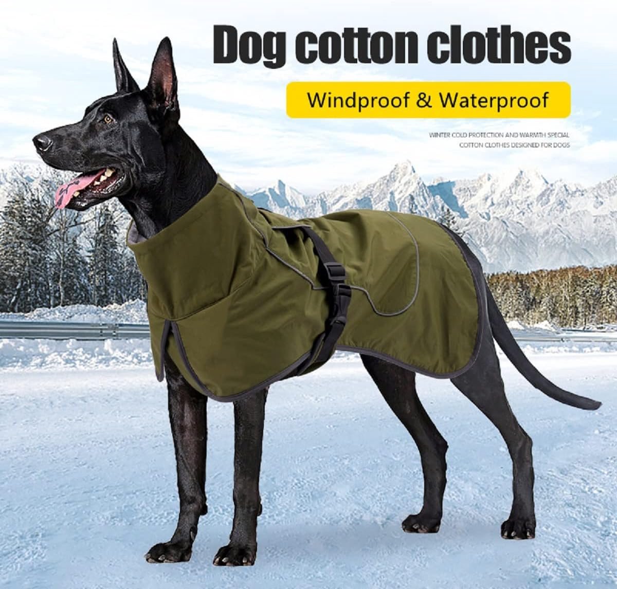 Dog Raincoat - Dog Jacket - Waterproof Winter Dog Coat - Windproof Dog Coat - Winter Dog Coat - Reflective Strip - Green - Size XL - Perfect for Medium-Sized Dogs - Image 3