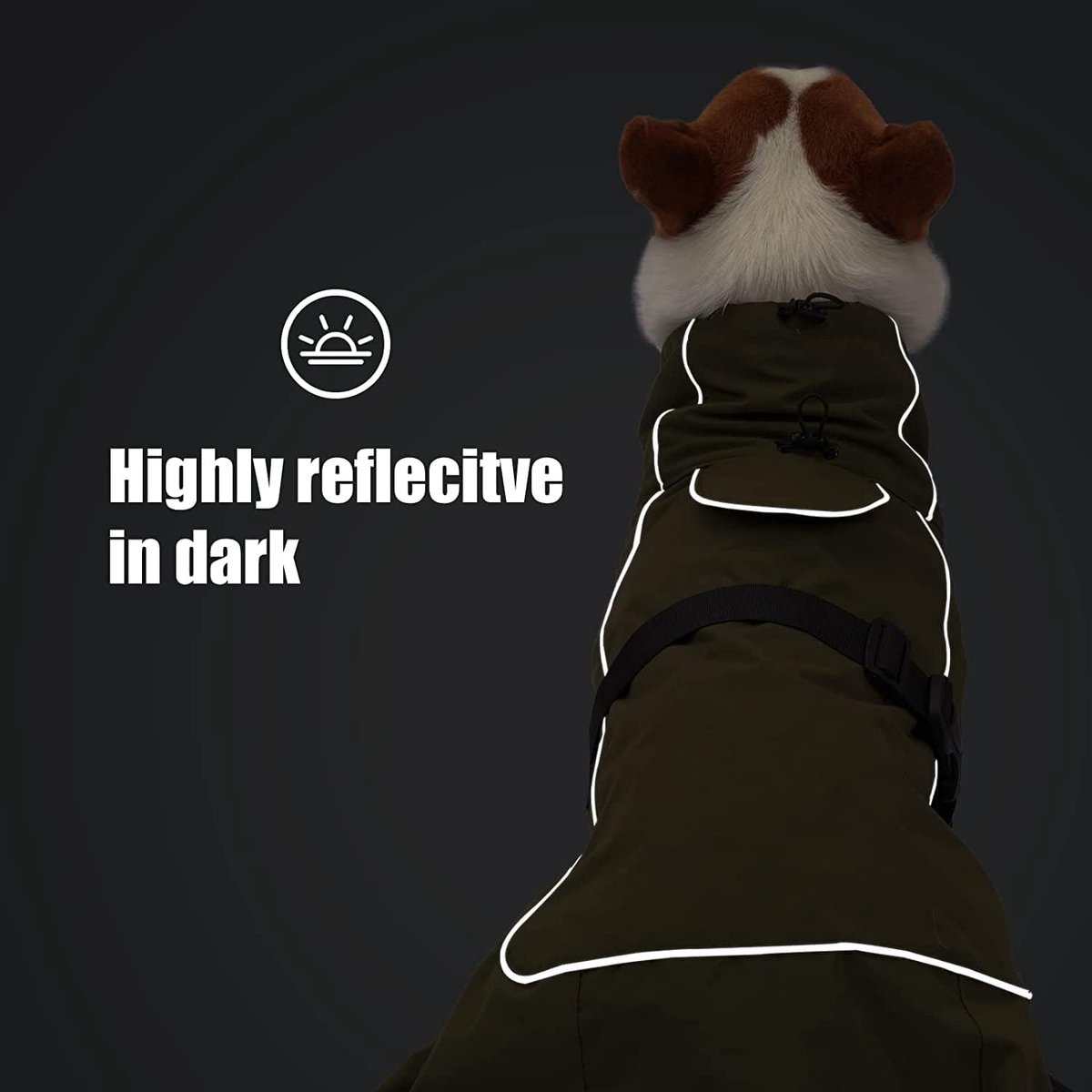 Dog Raincoat - Dog Jacket - Waterproof Winter Dog Coat - Windproof Dog Jacket - Winter Dog Coat - Reflective Strip - Black - Size XXL - Perfect for medium and large dogs - Image 2