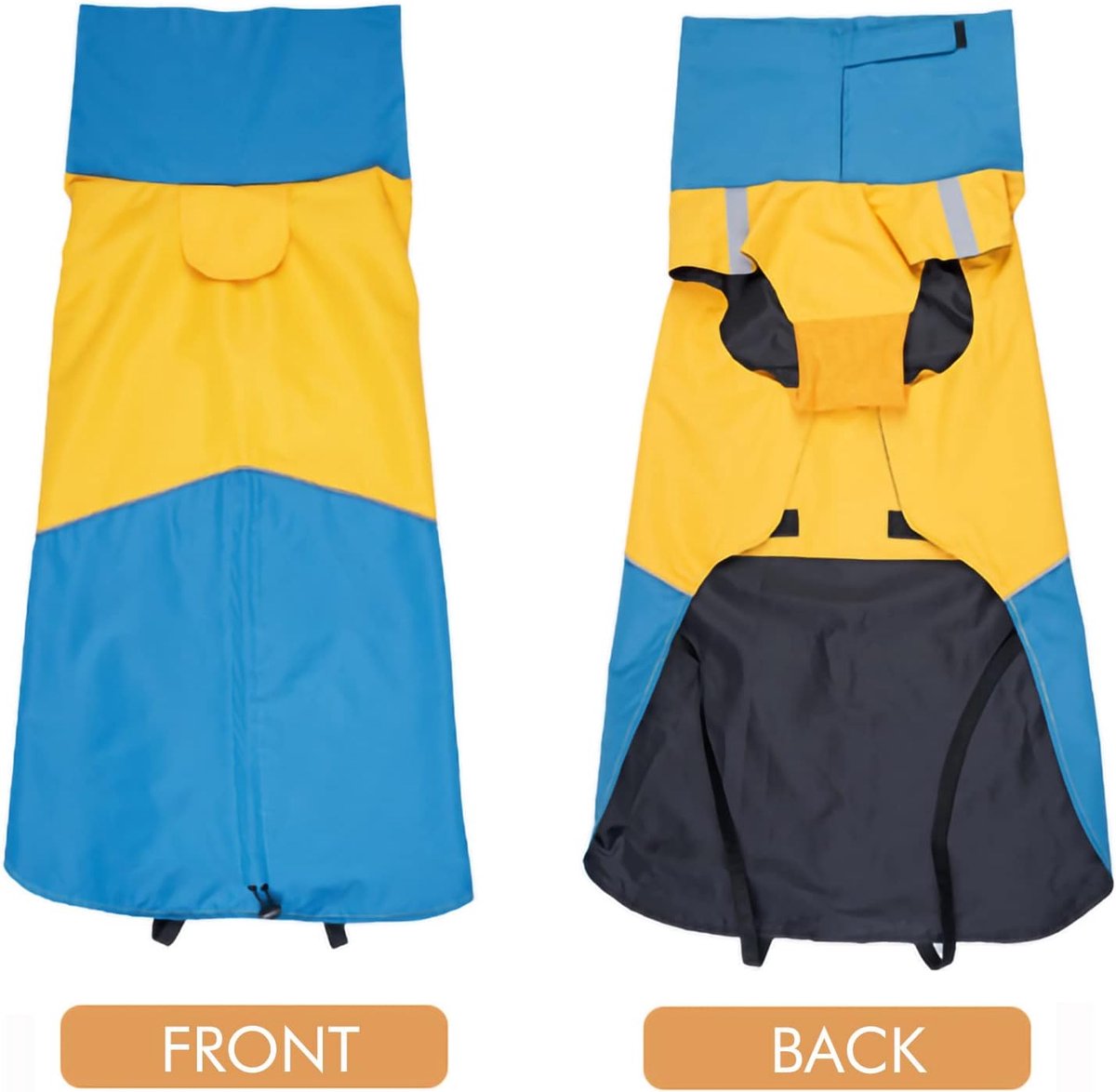 Dog Raincoat - Dog Jacket - Waterproof Winter Dog Jackets - Windproof Dog Jacket - Winter Dog Jacket - Reflective Strip - Perfect for Small Dogs - Medium-Sized Dogs - Blue and Yellow - Size S - Image 6