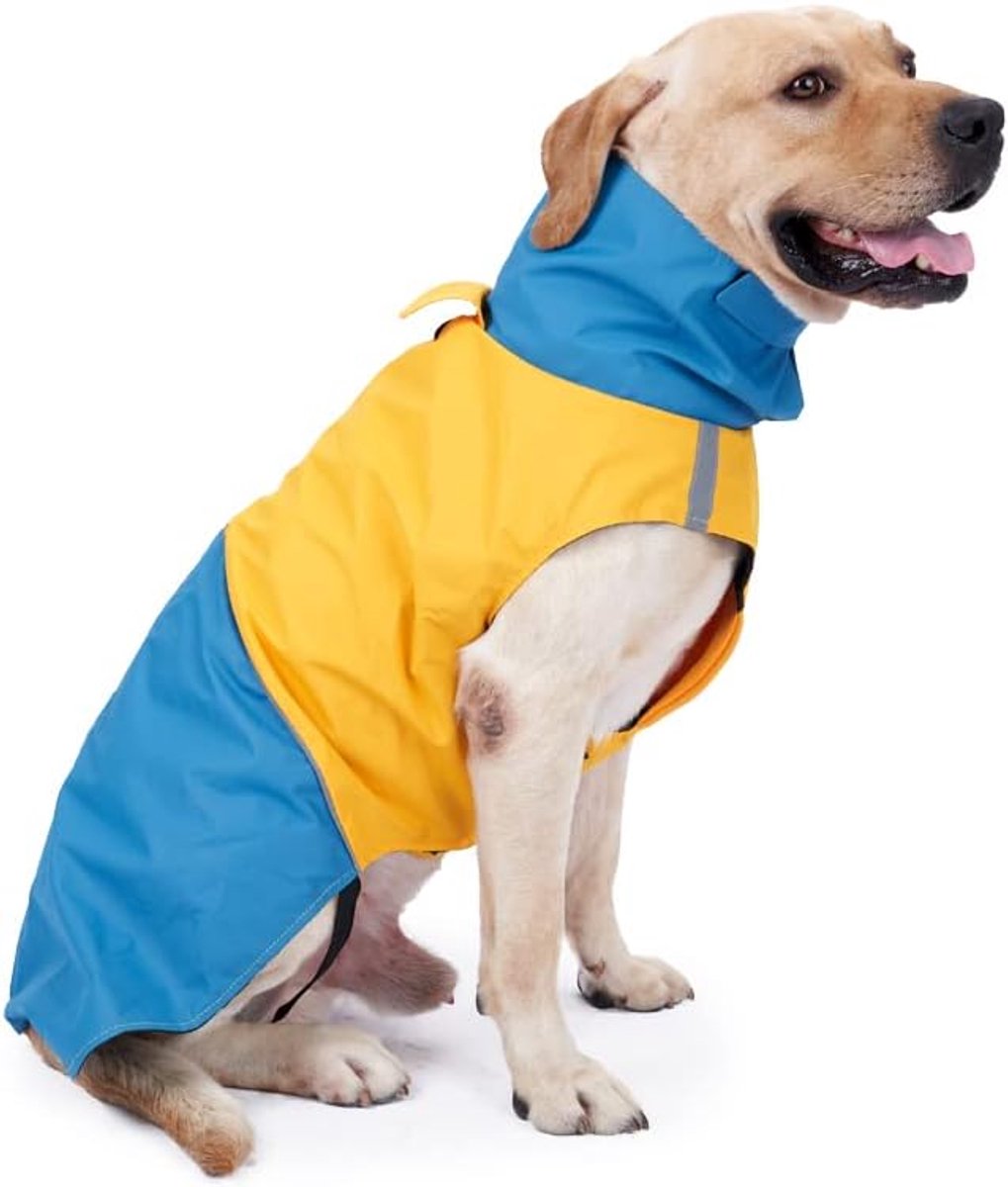 Dog Raincoat - Dog Jacket - Waterproof Winter Dog Jackets - Windproof Dog Jacket - Winter Dog Jacket - Reflective Strip - Perfect for Small and Medium Dogs - Blue and Yellow - Size M - Image 1
