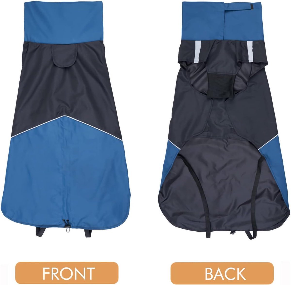 Dog Raincoat - Dog Jacket - Waterproof Winter Dog Jackets - Windproof Dog Jacket - Winter Dog Jacket - Reflective Strip - Perfect for Small Dogs - Medium-Sized Dogs - Blue and Black - Size XL - Image 6