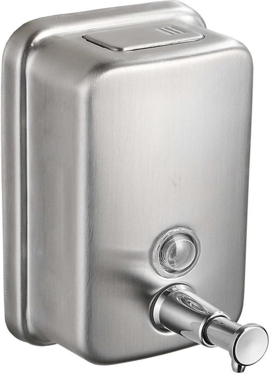 Durable commercial wall-mounted stainless steel soap dispenser with a large capacity for hand soap, rust-resistant design, perfect for bathrooms, hotels, restaurants or homes (brushed silver) - Image 1
