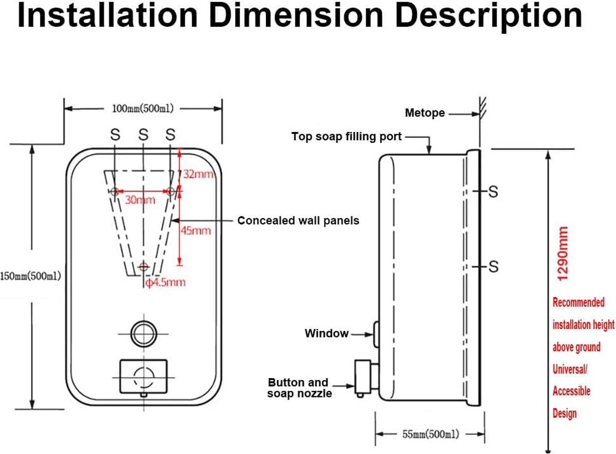 Durable commercial wall-mounted stainless steel soap dispenser with a large capacity for hand soap, rust-resistant design, perfect for bathrooms, hotels, restaurants or homes (brushed silver) - Image 5