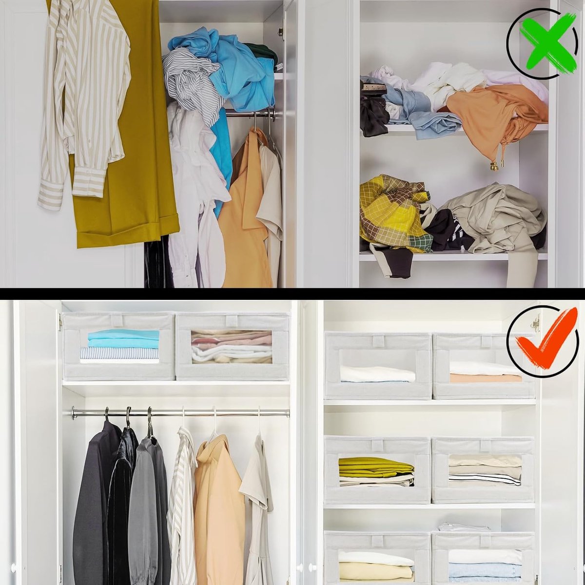 Storage Bins - Laundry Bins - Clothes Organizers - Closet Organizers and Storage Bins - for Clothes - Jeans - Toys - Books - Shelves - Cabinets - Wardrobes (Set of 4) - Image 2