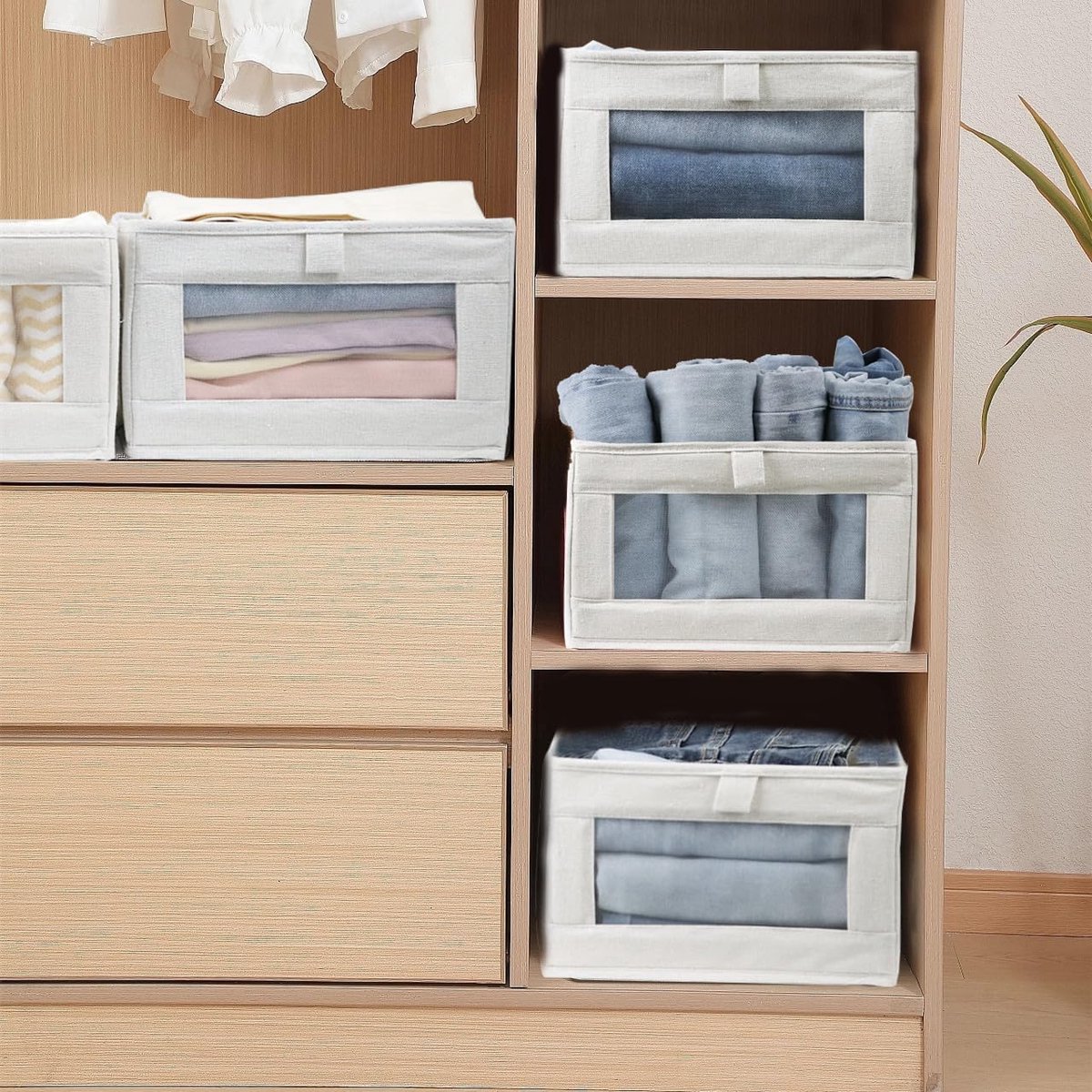 Storage Bins - Laundry Bins - Clothes Organizers - Closet Organizers and Storage Bins - for Clothes - Jeans - Toys - Books - Shelves - Cabinets - Wardrobes (Set of 4) - Image 6