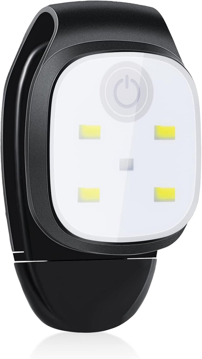 Clip-on outdoor running light, LED flashlight, USB rechargeable, reflective plastic safety light, accessory for running/training/racing. - Image 1