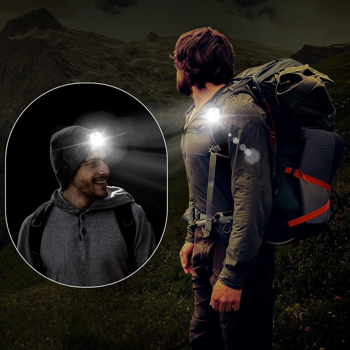 Clip-on outdoor running light, LED flashlight, USB rechargeable, reflective plastic safety light, accessory for running/training/racing. - Image 4