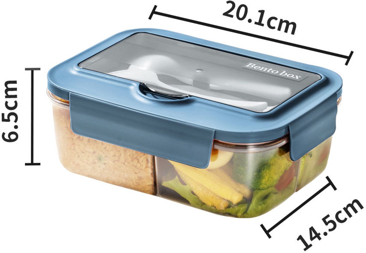 Lunch Box - Children's Lunch Box - Compartmentalized Lunch Box - Reusable Lunch Box - 2-Compartment Lunch Box - Insulated - Sealable - Portable - Microwaveable (Blue) - Image 2