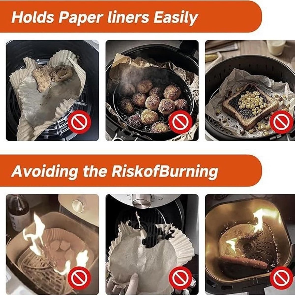 4-Piece Silicone Magnetic Airfryer Strips - Airfryer Paper Holder - High Temperature Resistant - Prevents Airfryer Paper from coming into contact with the heating element - Red - Image 4